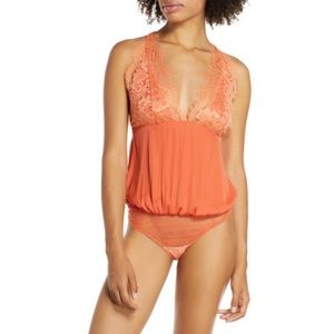FP Melrose Open-back Bodysuit In Peach